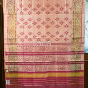 Peach with PInk Pure SIlk Patola Saree